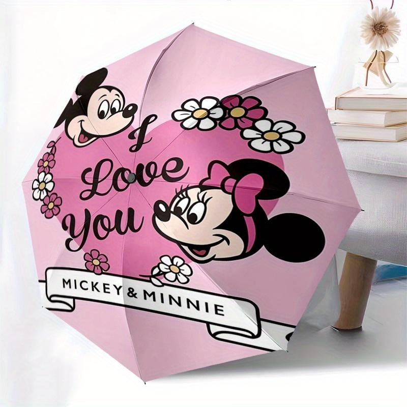 1pc Mickey,Minnie Automatic Folding Umbrella: Compact 8 Bone Design Cartoon Outdoor Travel Companion, Business Umbrella, Christmas Valentine