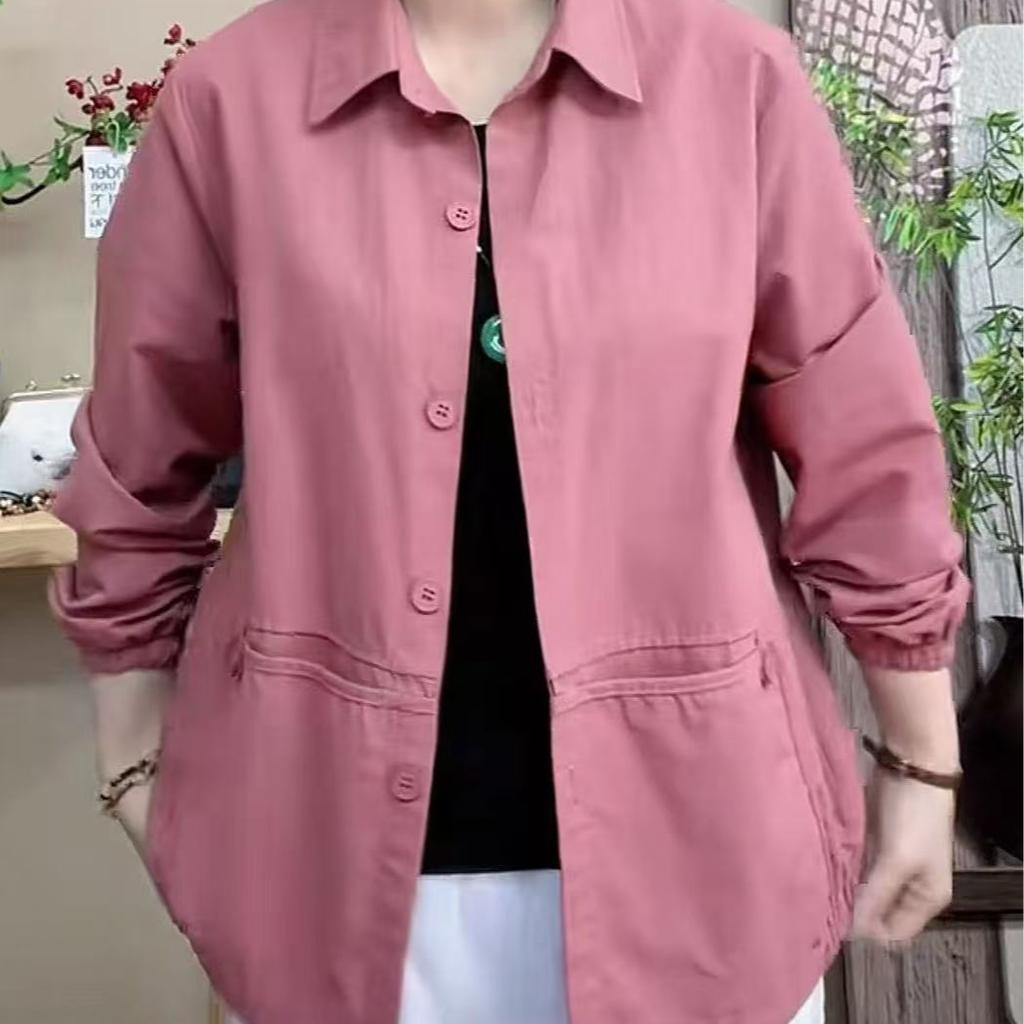 Women's Korean Style Versatile Short Length Jacket Loose Fit Regular Style Single Breasted Outerwear for Spring and Autumn