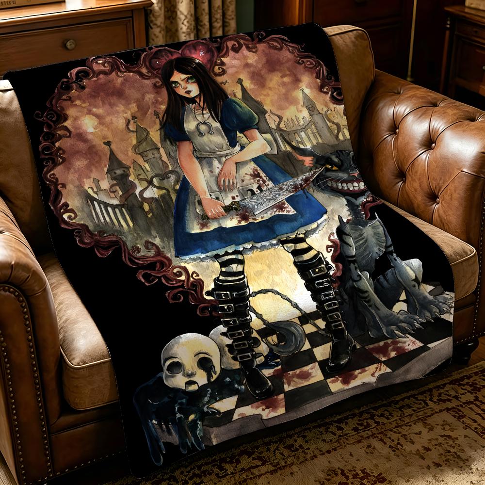 Game A-Alice Madness Returns-S Throw Thick Comfort Flannel Quilt, Multi-scene Use Indoor Outdoor Daily Nap