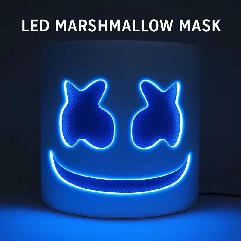 Fashion Luminous LED Mask DJ Costumes Accessories Glow Supplies Neon Light Marshmallow Mask For Music Festival Nightclub Dance