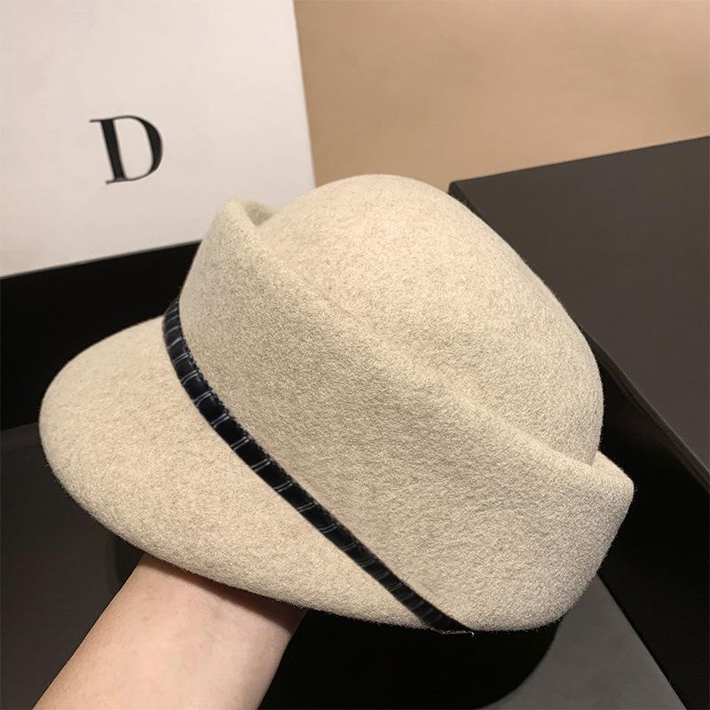 

Новая осенне-зимняя шляпа для женщин, дизайнерская, для внешней торговли, шерстяная кепка-утка, однотонная, универсальная, зимняя теплая шляпа для верховой езды One Size
