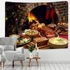 Home Room Living Room Decoration Gift Christmas Tapestry Christmas Tree and Fireplace Cozy Home Wall Hanging Background