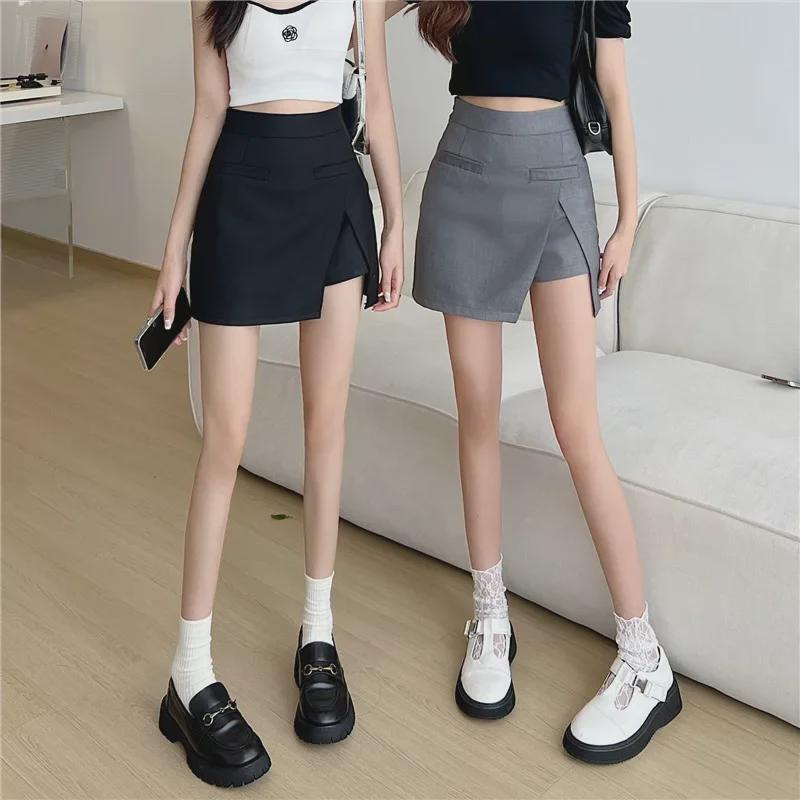 2025 Women's High Waist Irregular A-line Skirt Shorts with Hip-Wrapped Slit