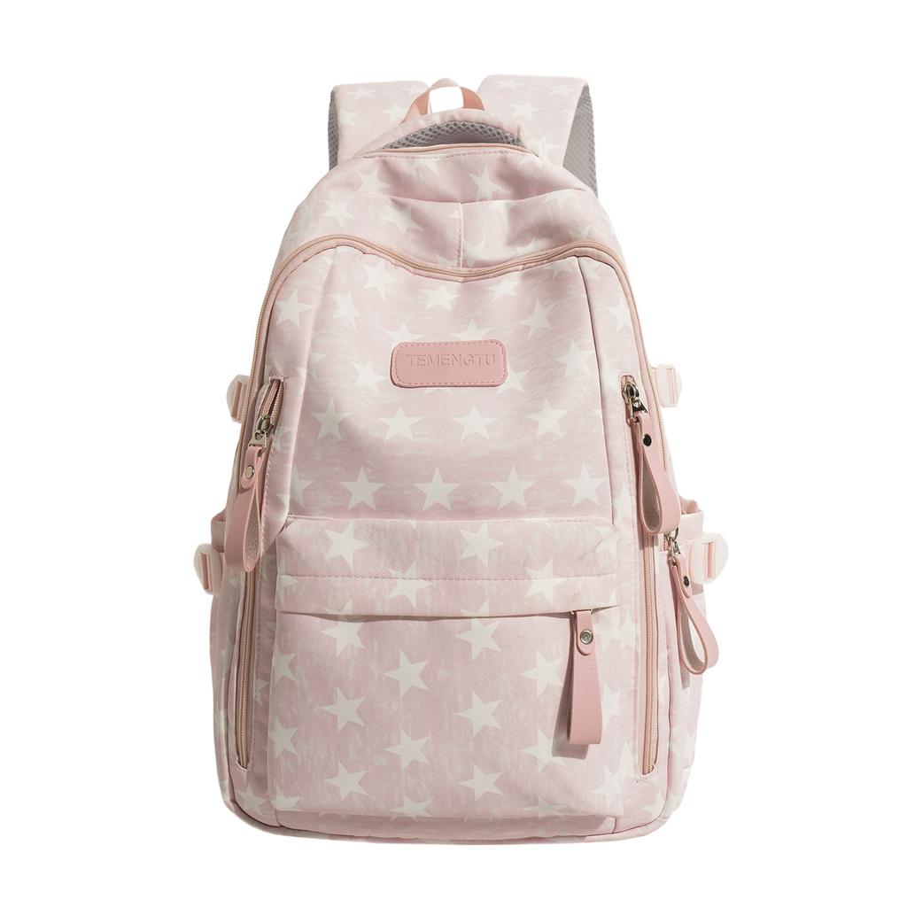 Schoolbag Starlight Fog Ash Low Saturation Polka Dot Star Backpack Junior High School Student Light Commuter Large Capacity School Bag Women's