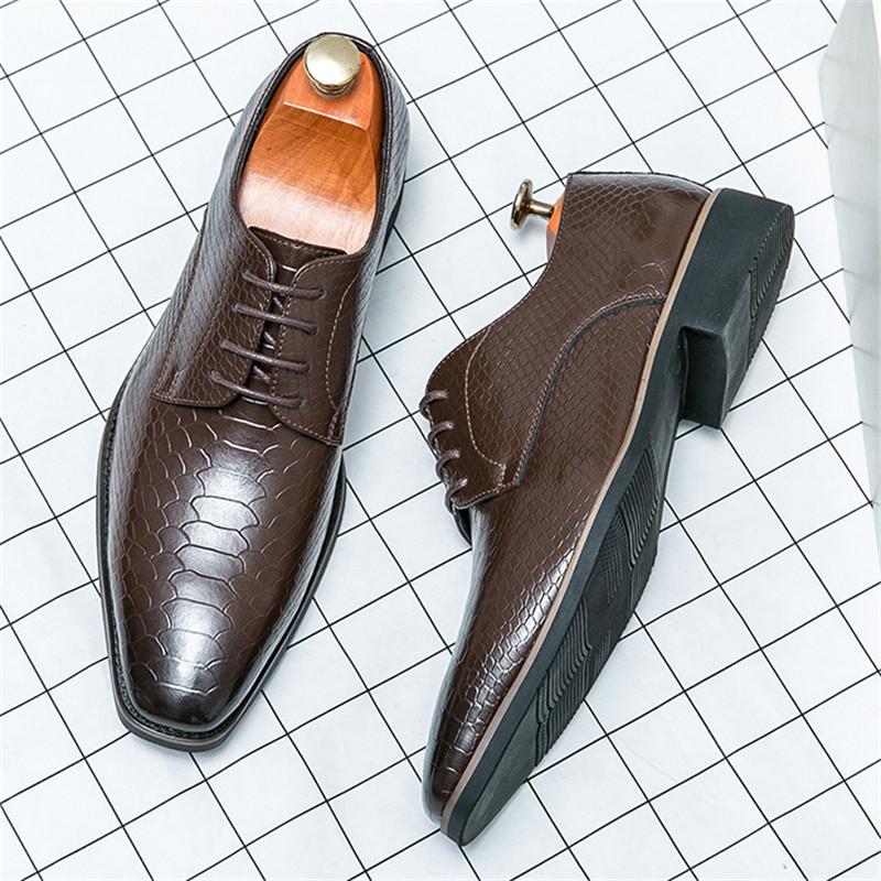 

New Fashion Gentleman Dress Shoes For Men Black Brown Lace Up Oxfords Shoes Male Party Formal Wedding Footwear Zapatos Hombre 38