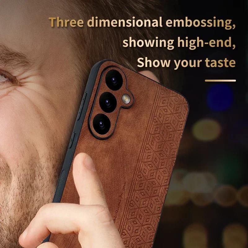 EUCAGR Bumper Coque PU Leather Phone Case For Samsung Galaxy S26 S25 S24 S23 S22 S21 S20 Plus Ultra FE Soft Shockproof Cover