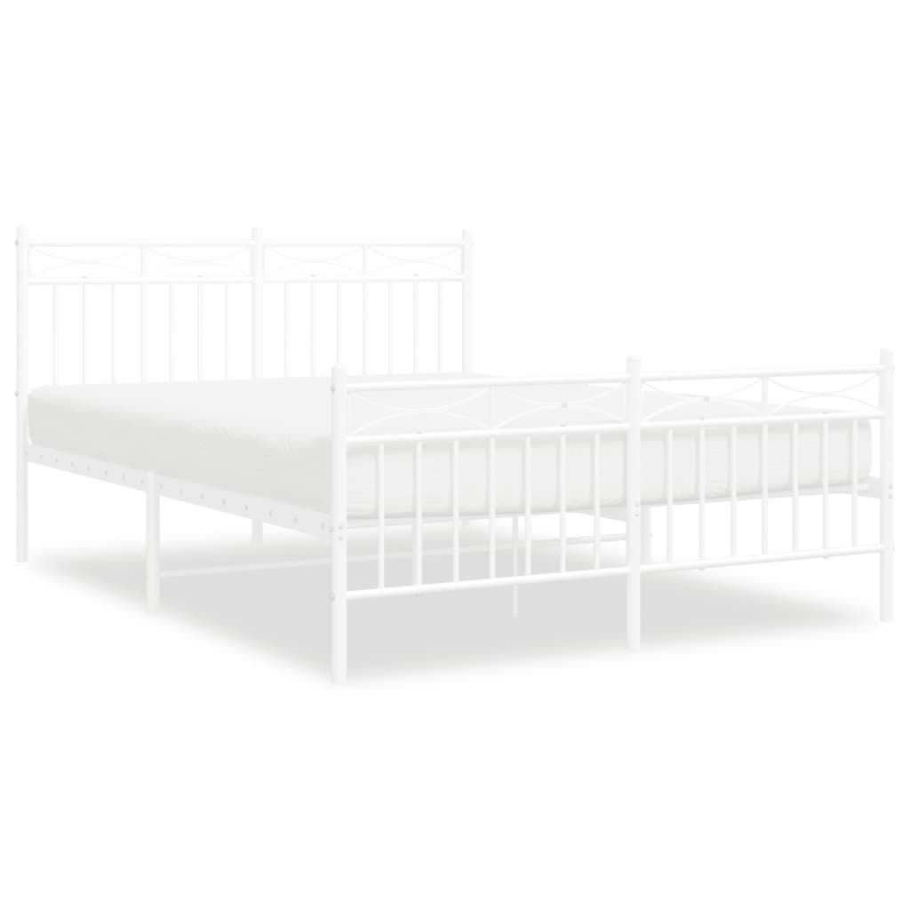Bed Frame with Headboard and Footboard Metal White 140 x 190 cm