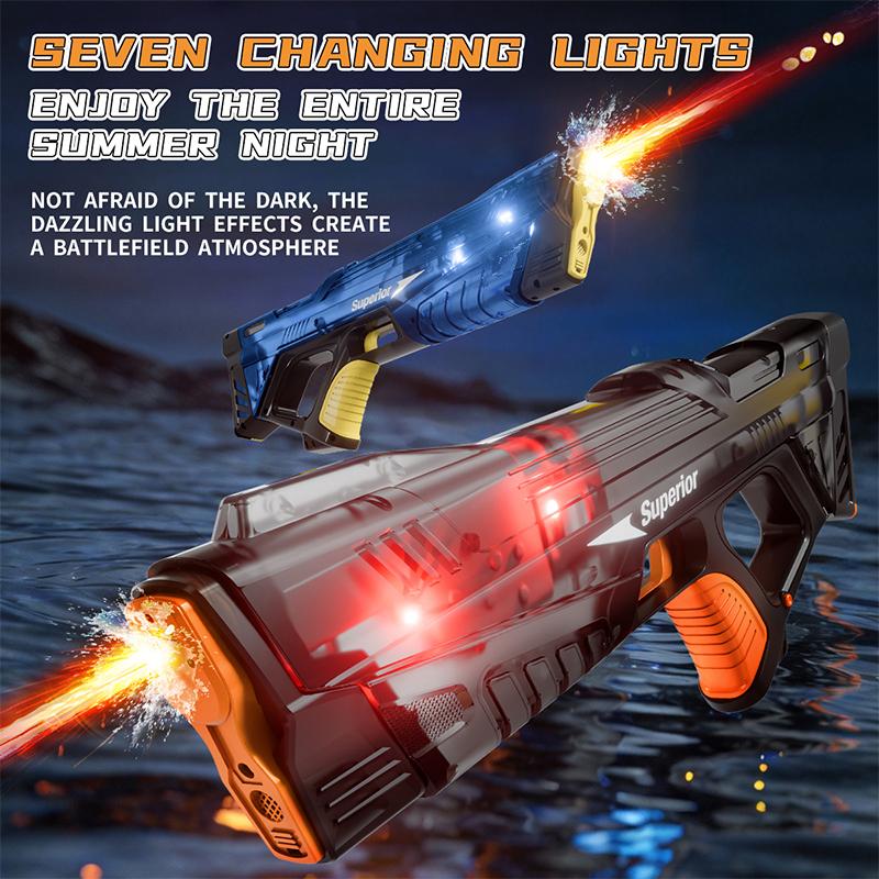 Kids Electric Water Gun Vivid Light Long Range Automatic Water Absorption Squirt Guns Summer Outdoor Beach Toys For Kids