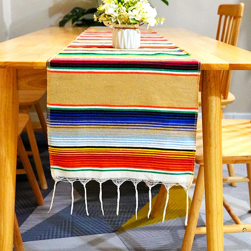 Mexican table flag blanket party tablecloth woven tablecloth fringed blanket Mexican tablecloth striped blanket