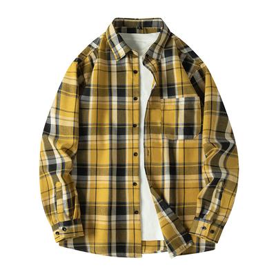 Langärmiges kariertes Hemd für Herren, Retro Locker Lässige Hemdjacke für Frühling und Herbst