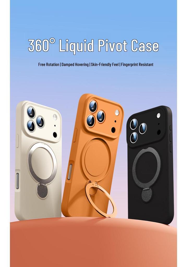 Custodia con Laccio per iPhone 17 Pro Max/Pro in Silicone Liquido Magnetica Anti-Caduta con Supporto a 360°