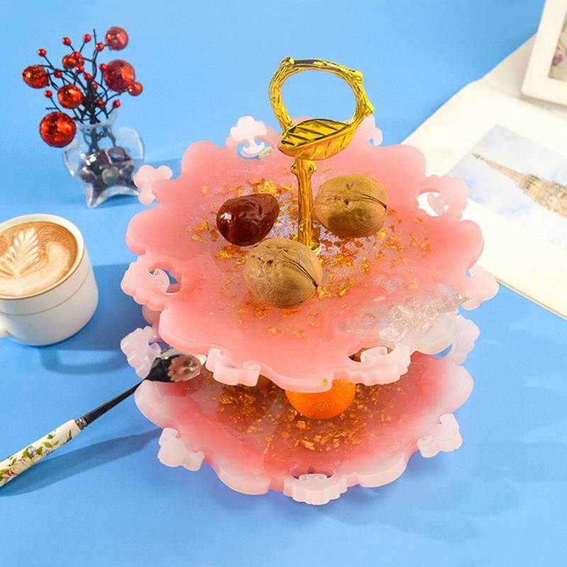 Fruit Dessert Tower Mold Cake Stand Hardware Holder Durable Epoxy Resin Tiered Tray Mold 3 Tier Easy to Install Durable