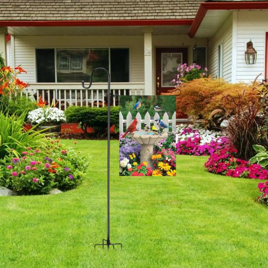 Garden Flag Stand with 5 Prong Base Heavy Duty Weather-proof Metal Outside Yard Patio 12x18-Inch Flag Pole Holder with Shepherd Hook