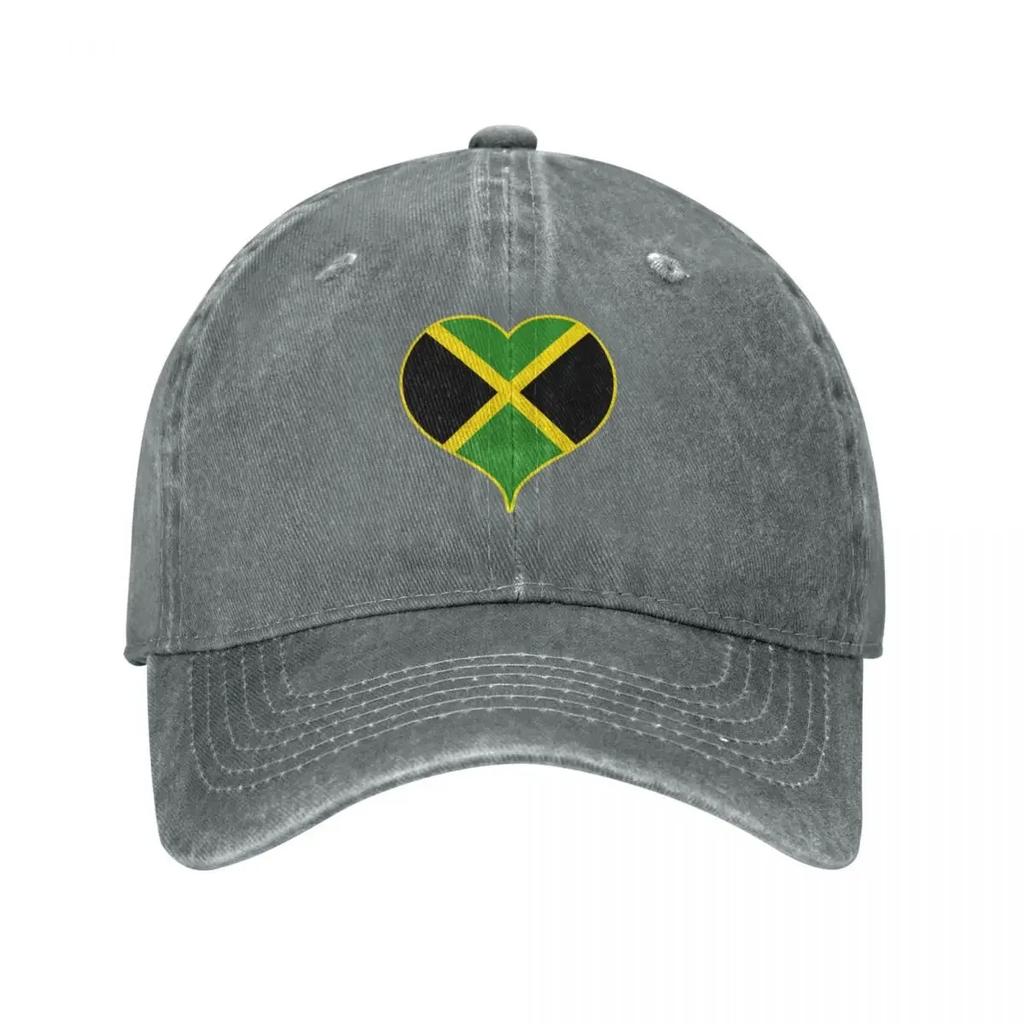 Jamaica Flag  Jamaican Heart Baseball Cap Military Tactical Cap Big Size Hat Christmas Hat Designer Hat Unisexs Tennis Womens