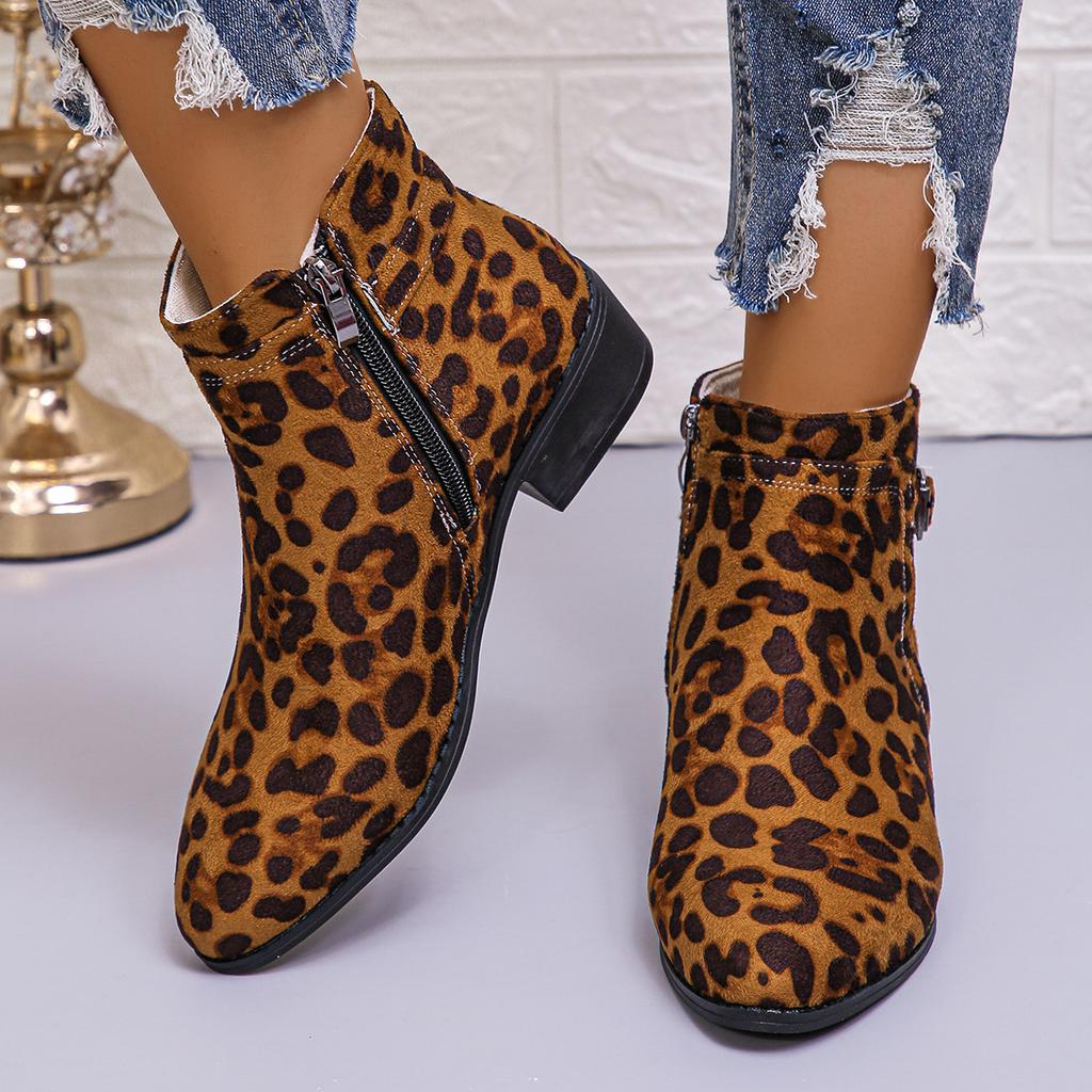 Ankle Boots for Women 2025 Winter New Large Size Short Boots British Style Thick Heel Suede Buckle Side Zipper Women's Boots