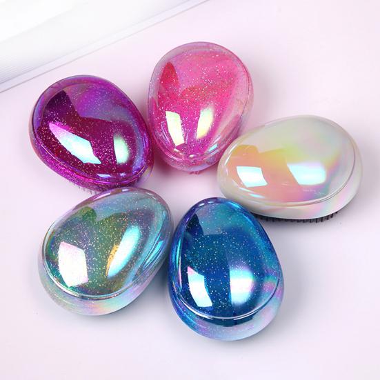 Glitzer Ovale Haarbürste Weiche Borsten Kopfhautmassage Tragbar Reise Antistatisch Mini Eiform Kamm Kinder Erwachsene Haarstyling Entwirrbürste