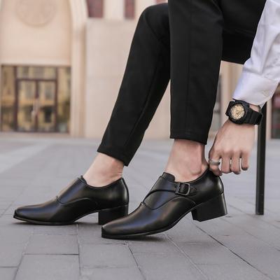 Fashion Leather Men Dress Shoes High Heel British Mens Elevator Business Shoes Wedding Party Male Oxford Footwear Increasing 6/8cm