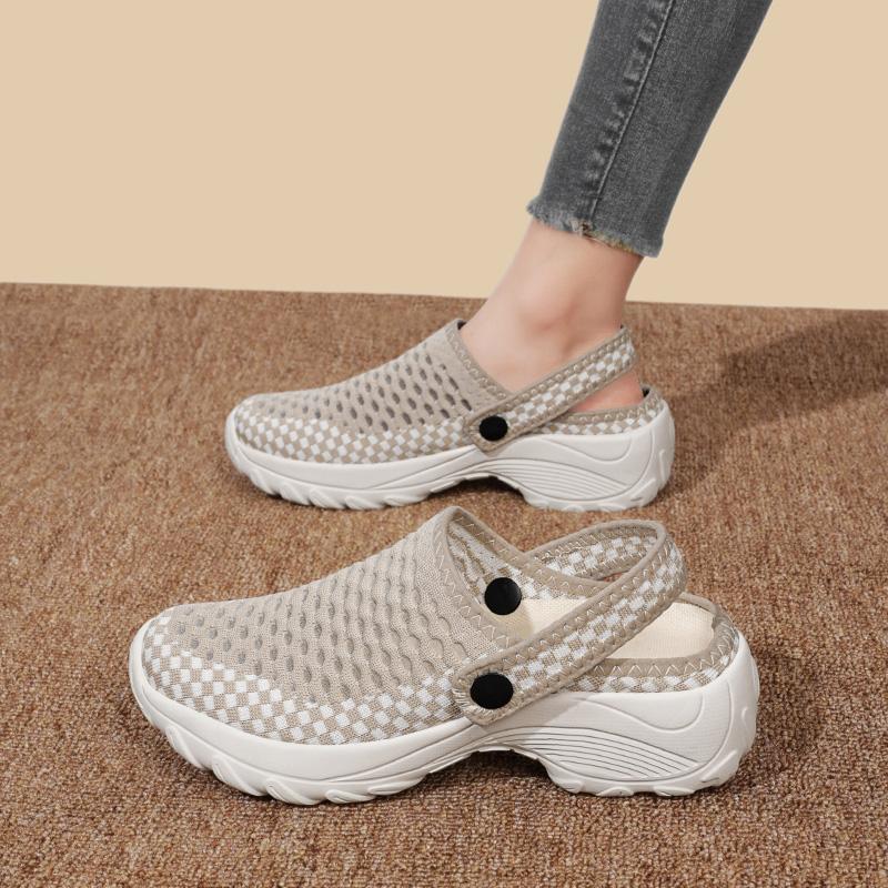 

Summer Women Platform Slippers Casual Plus Size Black closed toe Elevator Sandals Shoes for Girls EU: 44 бежевий