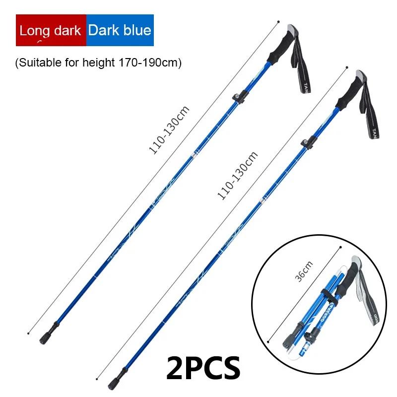 2pcs Ultralight Folding Trekking Pole Portable Anti Shock Alpenstock Snow Walking Stick for Outdoor Adjustable Climbing Hiking Sticks
