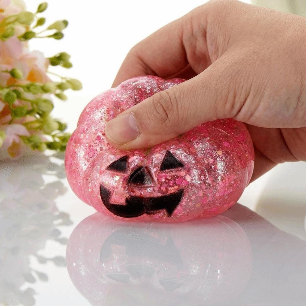 Soft Texture Halloween Pumpkin Squeeze Toy Glittering Fidget Sensory Kids Adults