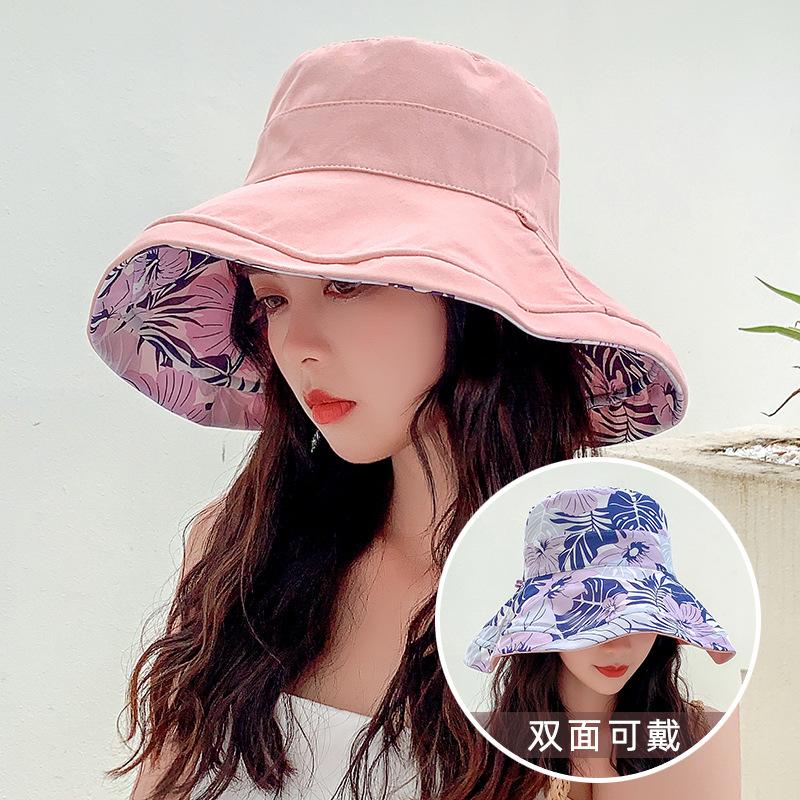 Sunscreen hat women's summer double-sided bucket hat UV protection new big brim sun hat versatile basin hat sun hat