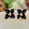 1 Pair Women Fashion Elegant Faux Crystal Camellia Ear Studs Earrings Jewelry for Daily Wear