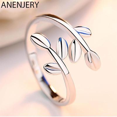 Simple Fashion  Leaves Opening Rings For Women Bague Femmev Gift