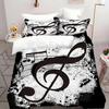 Creative Notes Pattern 3D Printed Duvet Cover Set Black Style Abstract Art Luxury Quilt cover set Soft Comfortable Bedding Set