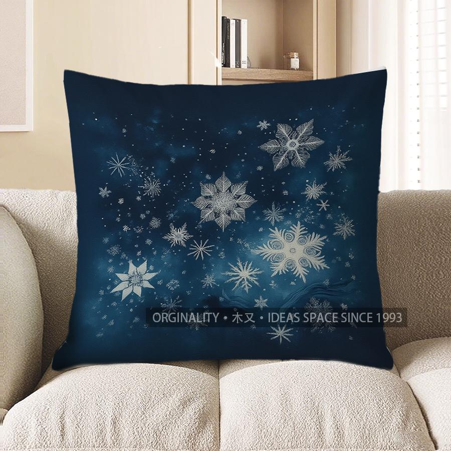Home Decor Snowflake Pattern Throw Pillow For Home Decor Pattern Cushion Cover Suitable For Sofa Bedroom Car Pillow Cover