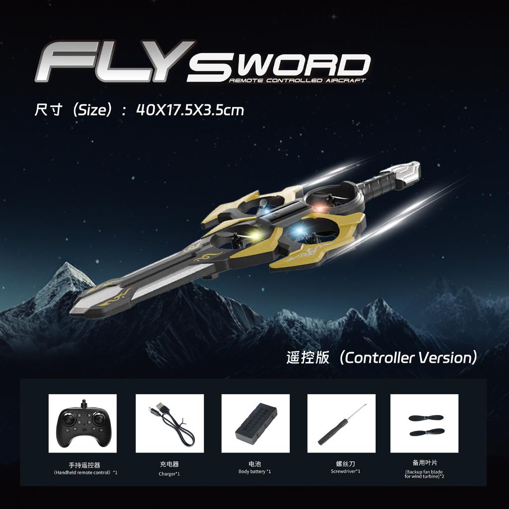 Rechargeable Sword Flying RC Drone Remote Control Flying Sword Toy for Boys Girls Magic Air Hovercraft Birthday Gift Drop-resistant with Glove Control