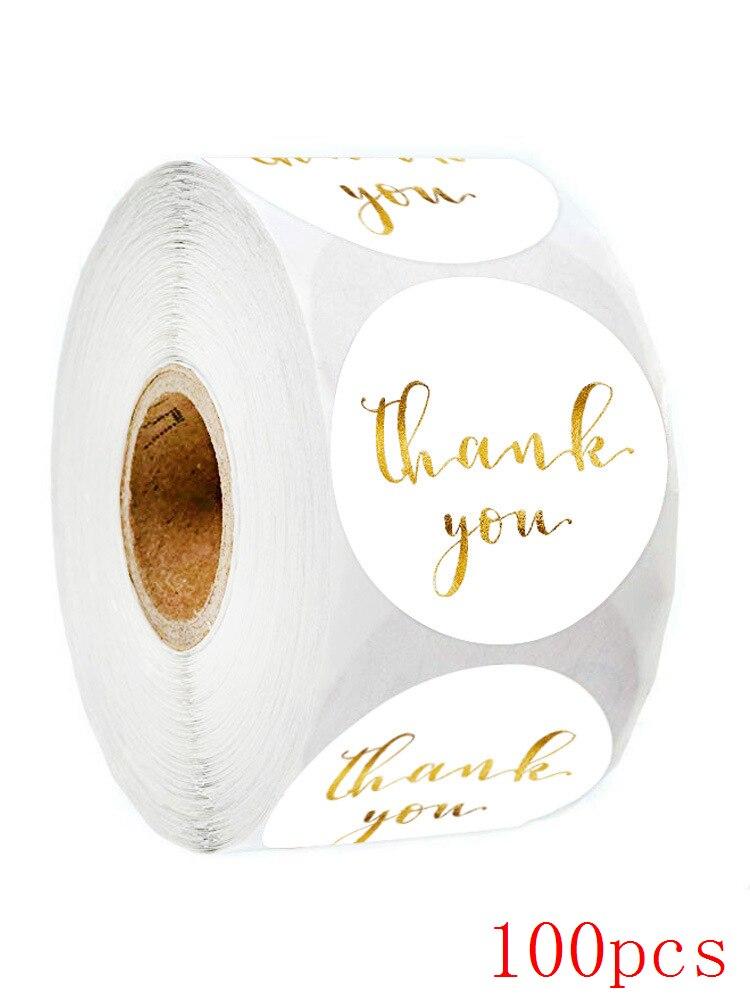

50-500 шт., круглая золотая наклейка «Спасибо», уплотнительные этикетки, рождественский подарок, декоративная наклейка для упаковки, канцелярские наклейки