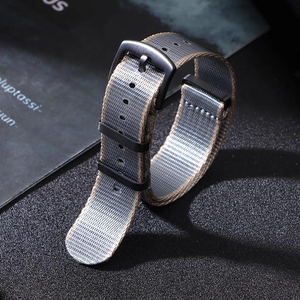 Ribbed Nylon Watchband Nylon Watch Strap 20mm 22mm Watchband Black Buckle Bracelet for Military Sport Watch Band Accessories