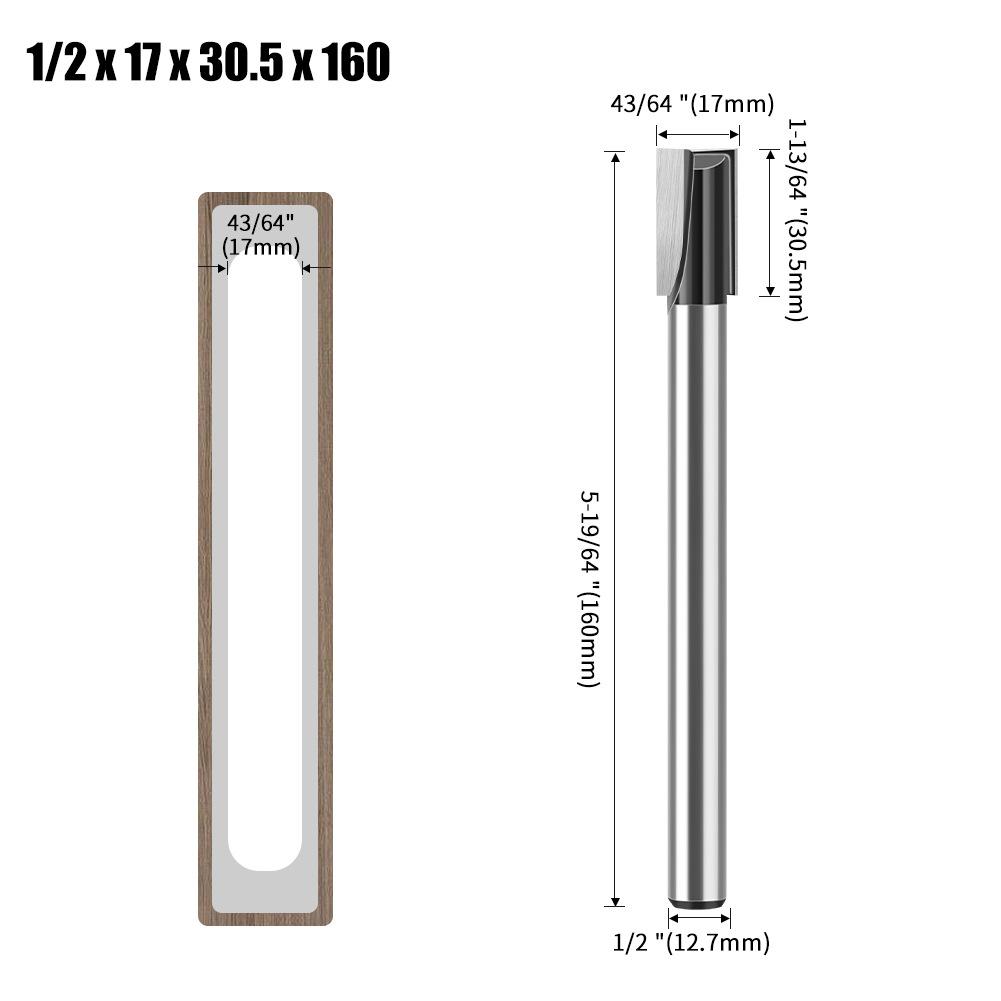 Door Keyhole Lengthened Slotting Milling Cutter Bottom Cutter Spiral Mortise Cutter Door Panel Daluo Electromechanical Woodworking Milling Cutter