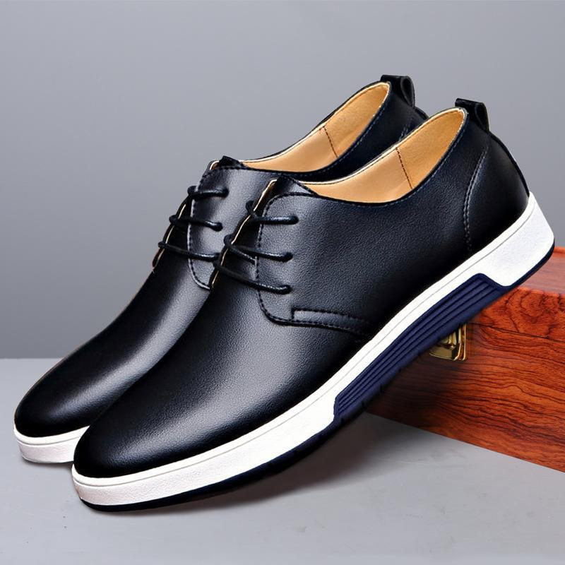 Men's British Style Summer Leather Shoes: Hollow Design, Large Size, Round Toe for Casual and Business Wear.