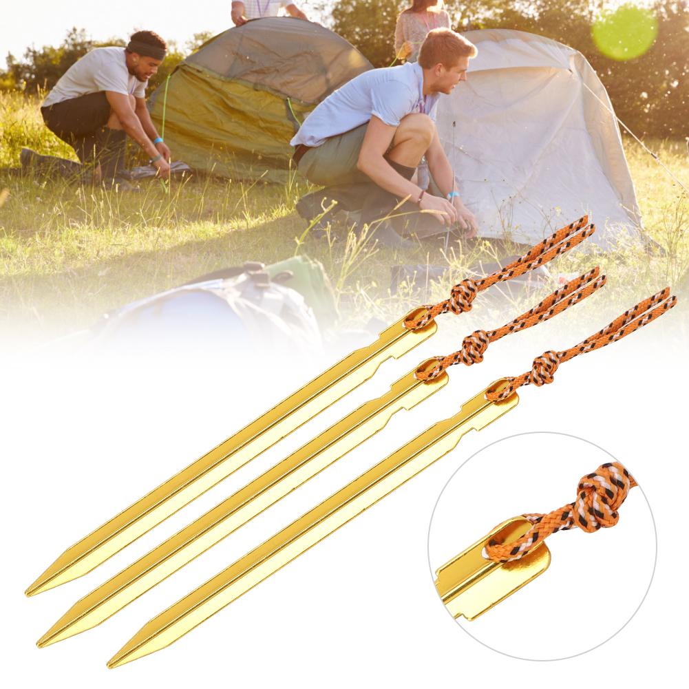 8Pcs Outdoor Aluminium Alloy Trigone Tent Peg Stakes Accessory for Campinggolden