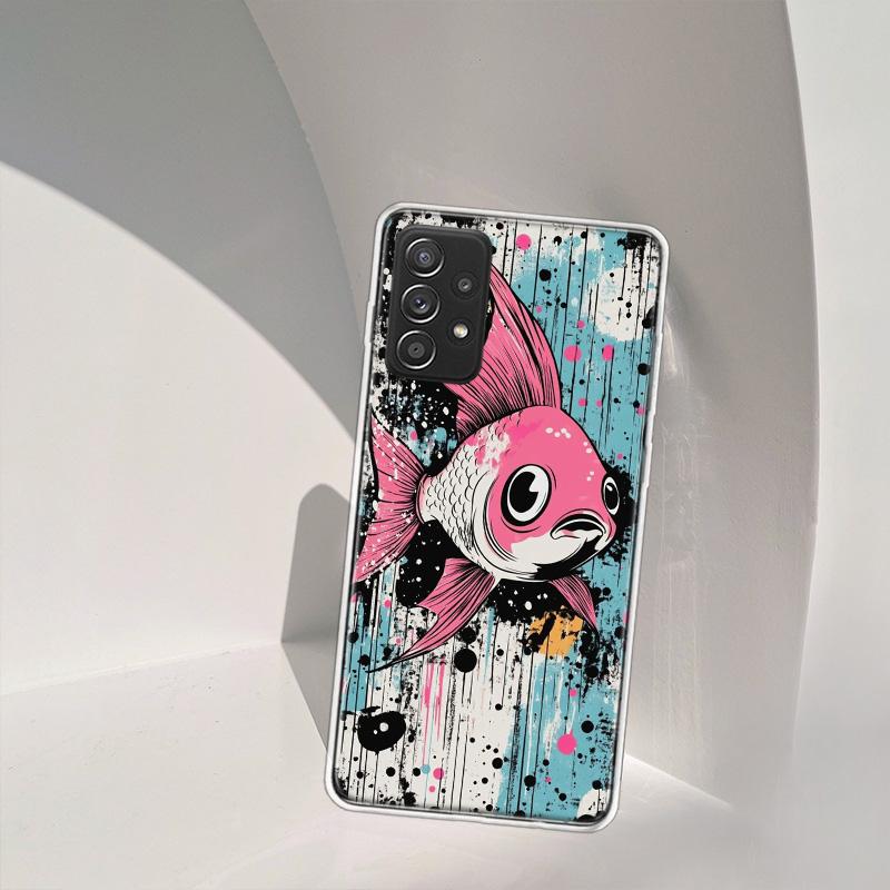 Pop Art Drawing Ideas Fish Phone Case for Samsung A54 A57 A37 A17 A14 A15 A12 A24 A34 A55 A35 A25 A52S A07 A05S A04S A22 A32 A72