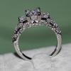 Exquisite Luxury Square Ring With White Gold Plated Rhinestones For Elegant Women