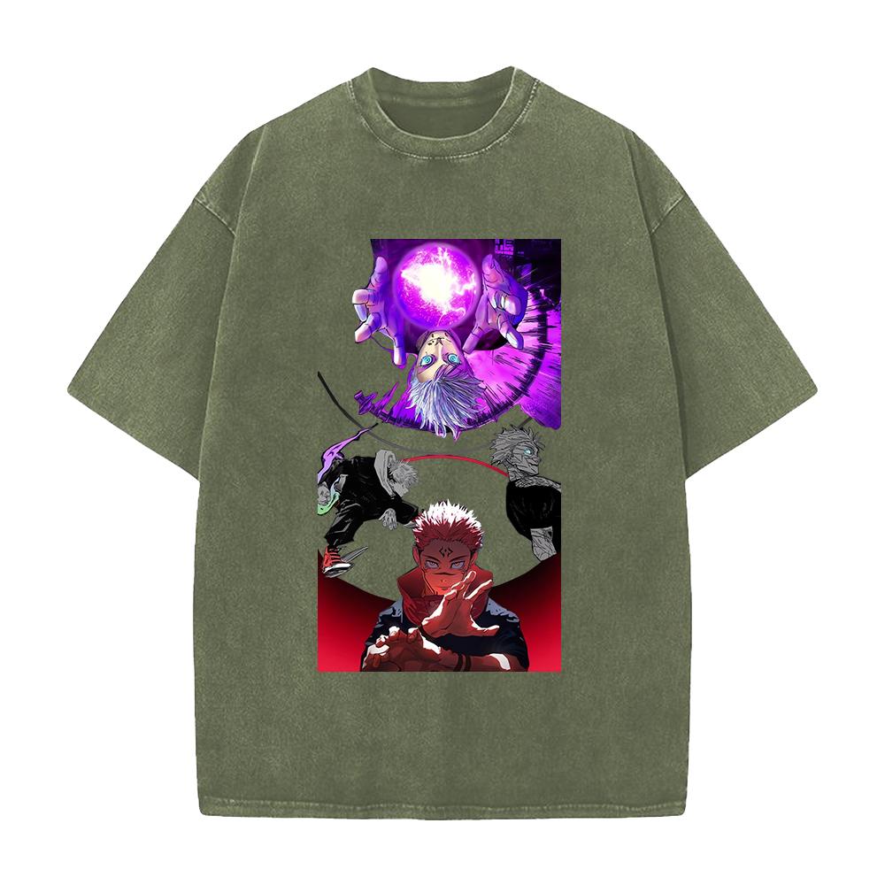 Gojo Satoru Ryomen Sukuna Jujutsu Kaisen Graphic T Shirt Men Women Cotton Tshirts Vintage Washed Tee Harajuku Oversized T-shirt