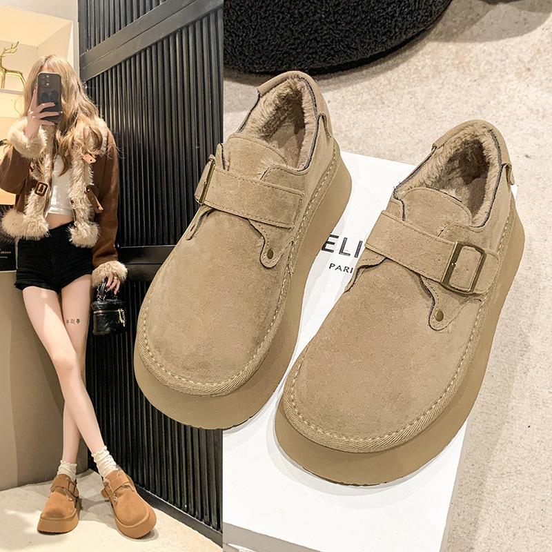 Thick-soled snow boots winter new velvet thickened warm cotton shoes bread shoes Birkenstocks