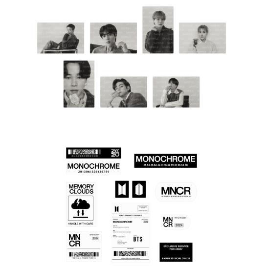 BTS Set di adesivi MONOCROMATICI
