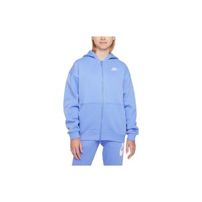 Einfarbige Kapuzenjacke mit Fleecefutter, locker geschnitten, lässig, Kinderjacken, Polarblau FD2931-450