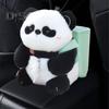 Cute Bear Car Tissue Box & Trash Can 2-in-1 Plush Multi-Functional Organizer Universal Auto Interior Decor for SUV Truck Van