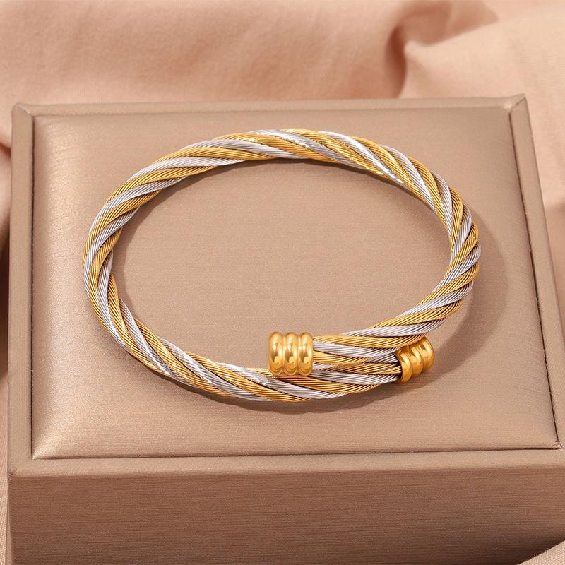 Popular, Personalized Trend, Retro Stainless Steel Winding Geometric , Pearl Steel Wire