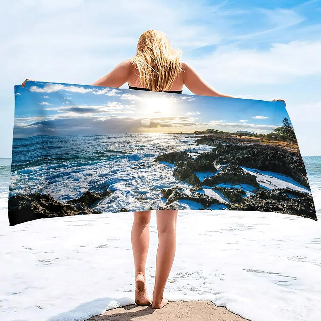 Beach Ocean Microfiber Beach Towels Quick Drying Towel,Retro Tropical Summer Absorbent Sand Free Sandless Swim Pool Beach Towel
