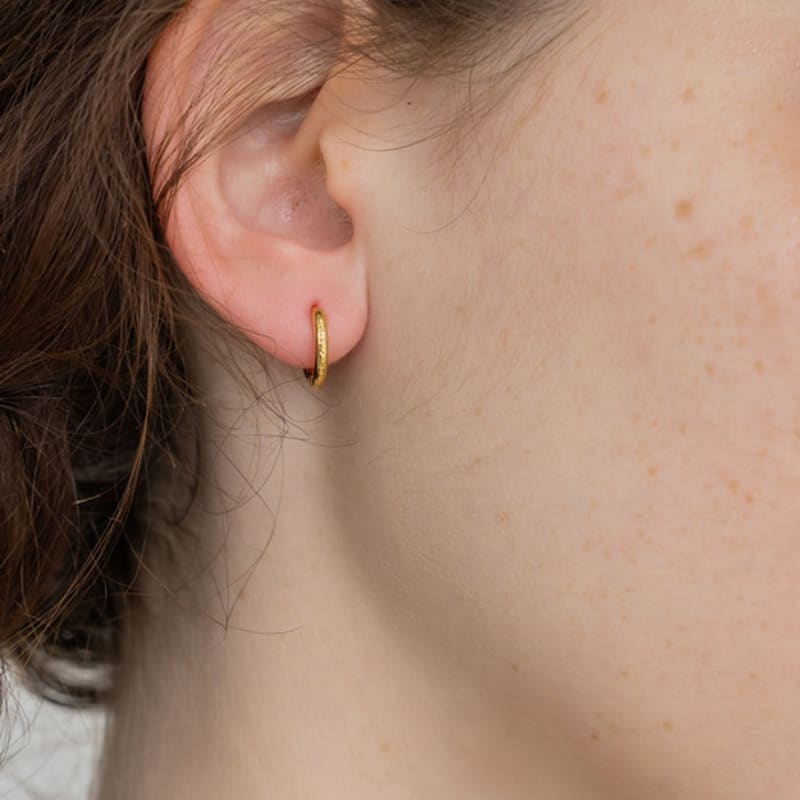 Ssecondo [Silver925]Simple Small Ring Earring, Lue_2 Colors