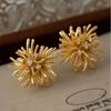 Exquisite Metal Stud Earrings Zircon Geometric Flower Earrings Fireworks Shape Earrings  Women