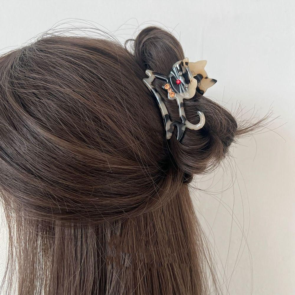 Acetic Acid Acetate Animal Cat Hair Claw Cartoon Shark Clip Cute Rhinestone Hair Clip Daily