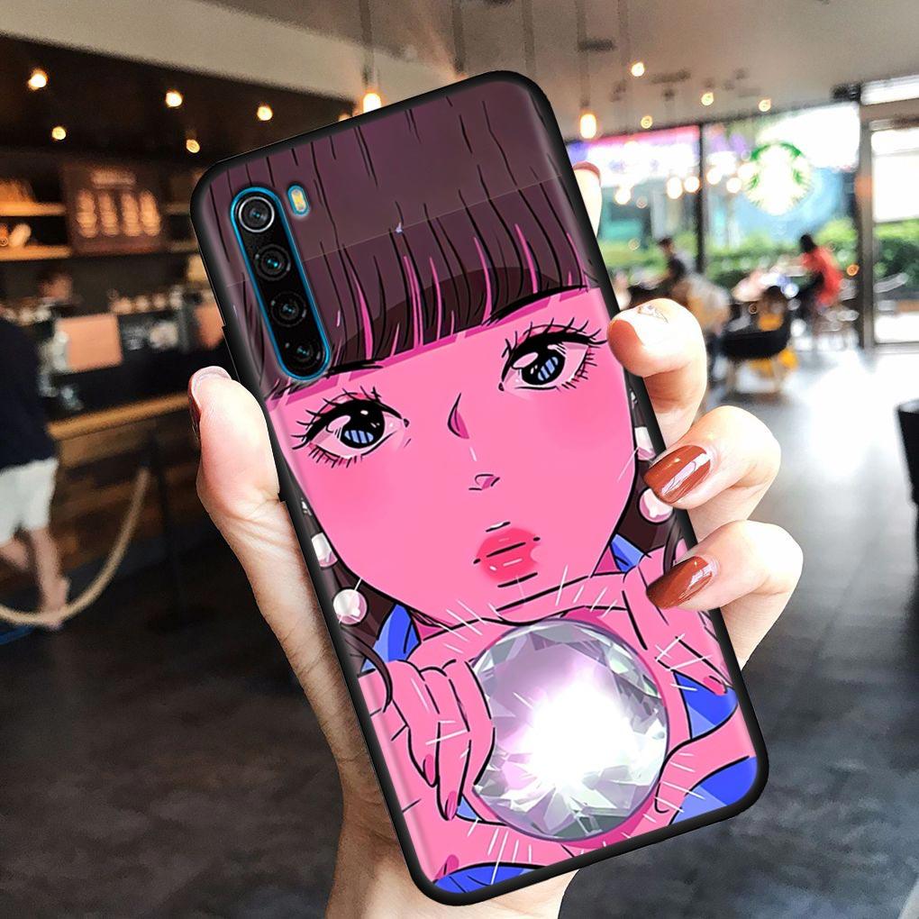 Super Cute Girl Anime Mobile Phone Shell for Redmi Note 10 11 11S 11E 7 8 8T 9 9S 9T Pro Plus 4G 5G Black Soft Case Cover Fundas