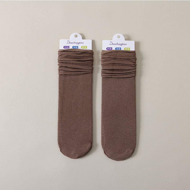 

Spring and Autumn Women s Pile Socks, Cute Solid-colored Cotton Socks, Breathable Cotton-soled Casual Socks, Trendy Mid-calf Socks 1 pair кофейный