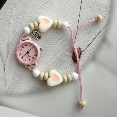 New Vintage Adjustable Beads Strap Watch Alloy Versatile Quartz Bracelet Wristwatch Stylish Ethnic Star Heart Bracelet Student